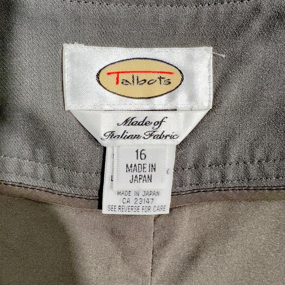 Talbots Pull On Pants Woman 16 Italian Wool Grey Pockets Made in Japan Zip Hook - Picture 2 of 11